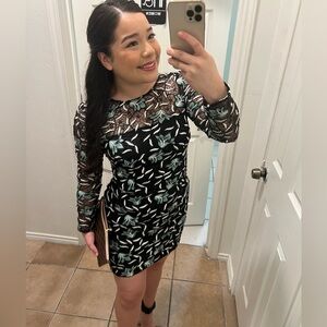 Formal long sleeve mini dress